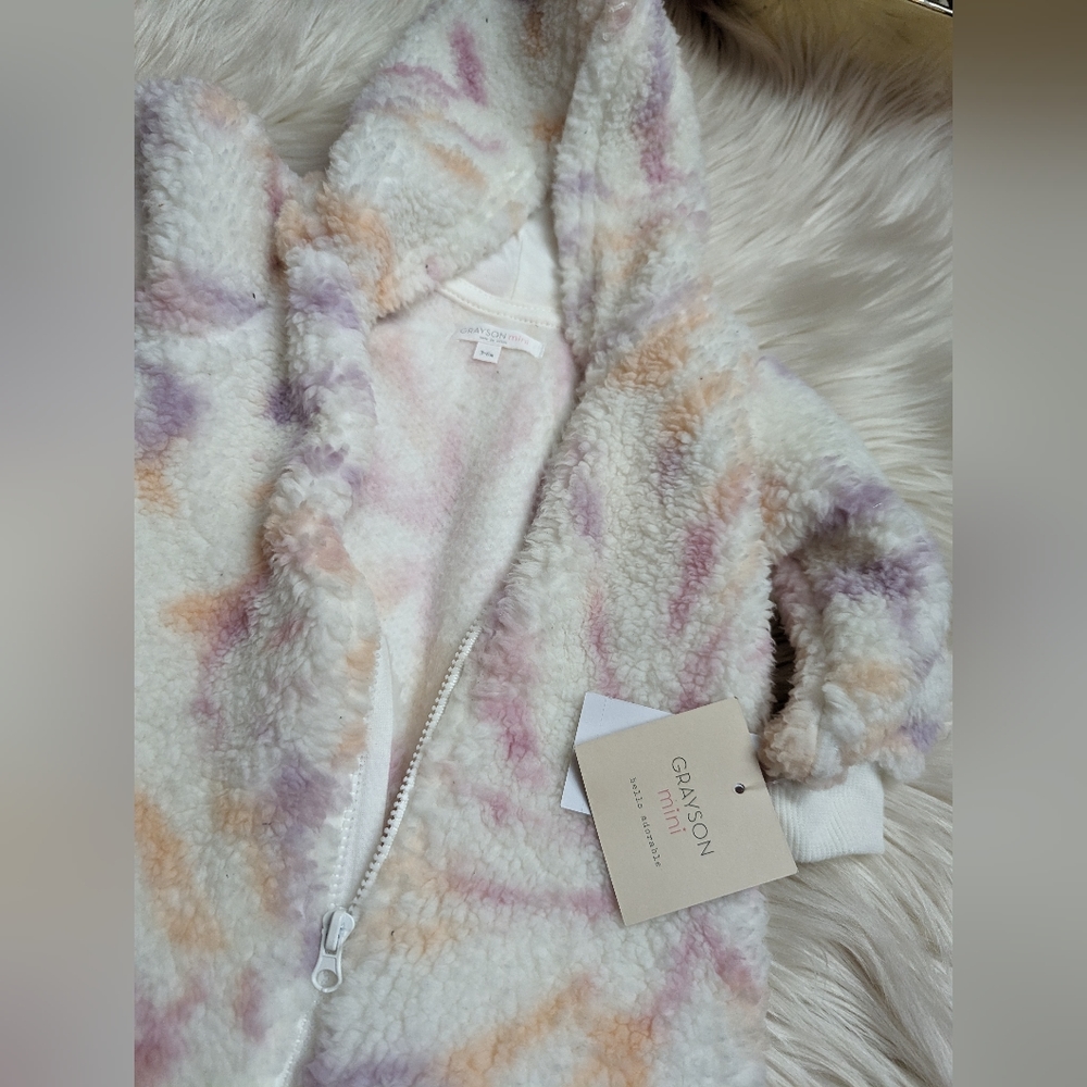Grayson Mini Baby Sherpa Hooded Tie-Dye Jumpsuit Size 3-6 Months